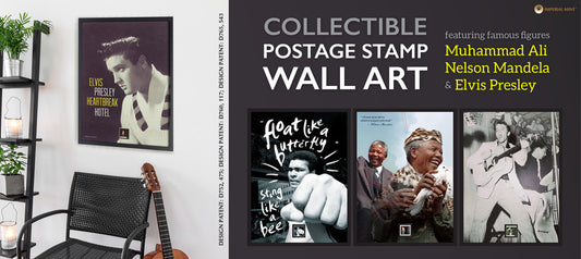 Famous Figures on Collectible Coins & Wall Art with Postage Stamp