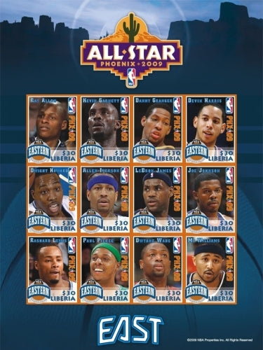 NBA All Star Eastern Conference - Sheetlet of 12 Stamps