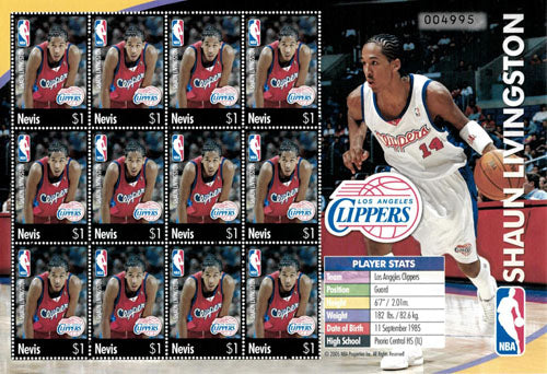 NBA-Shaun Livingston - Los Angeles Clippers - Stamp Sheetlet of 12