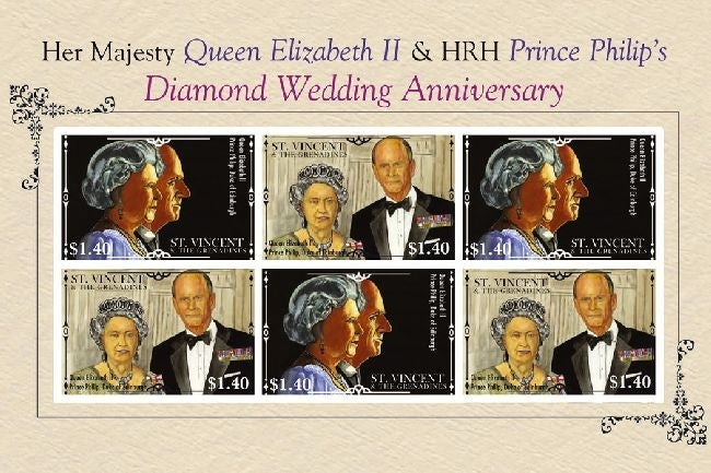 Queen Elizabeth II & Prince Philip Diamond anniversary Stamp Sheetlet