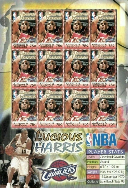 NBA Lucious Harris - Cleveland Cavaliers - Sheet of Twelve Stamps