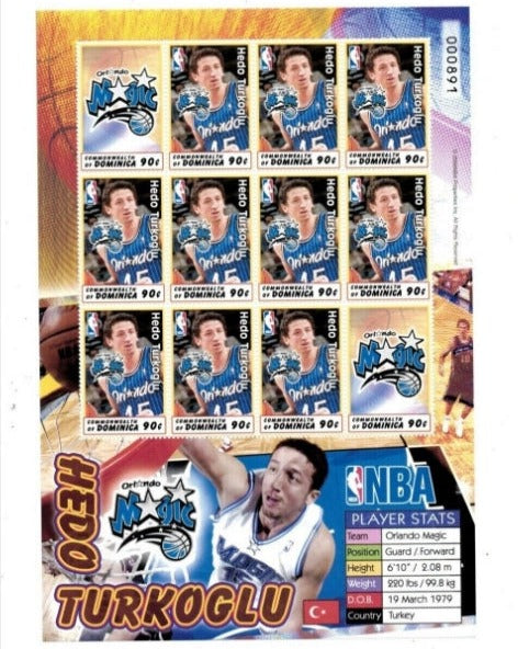 NBA - Magic - Hedo Turkoglu - Sheet of 12 Stamps