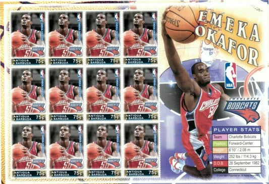 NBA - Sheet of Twelve Stamps Featuring Emeka Okafor on the Charlotte Bobcats