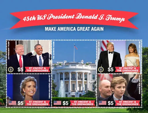 45th President Donald Trump, Family - Sheet of 4 Stamps