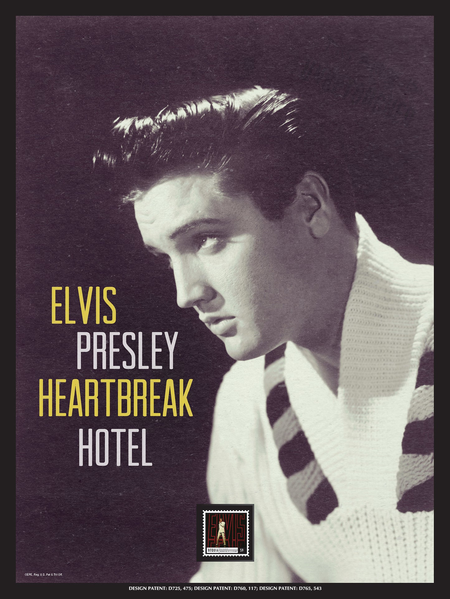 Elvis Presley "Heartbreak Hotel" Framed Wall Art with Postage Stamp