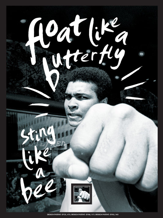 Muhammad Ali "Float Like a Butterfly" Framed Wall Art with Postage Stamp