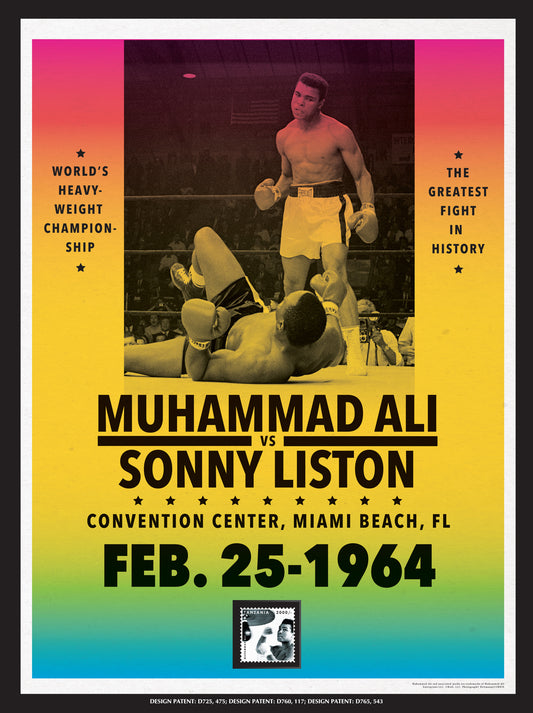 Muhammad Ali vs. Sonny Liston Framed Wall Art with Postage Stamp