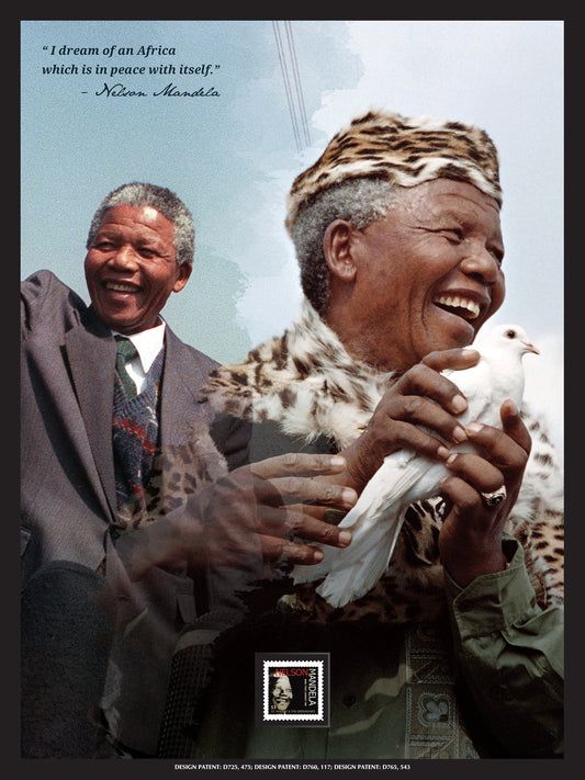 Nelson Mandela Framed Wall Art with Postage Stamp