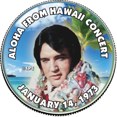 Elvis Presley "Aloha From Hawaii Concert" Colorized State Quarter Coin