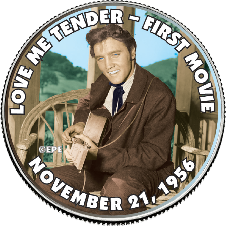 Elvis Presley "Love Me Tender - First Movie" Colorized State Quarter Coin