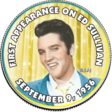 Elvis Presley "First Appearance on Ed Sullivan" Colorized State Quarter Coin