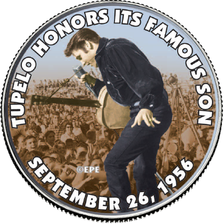 Elvis Presley "Tupelo Honors It's Famous Son" Colorized State Quarter Coin