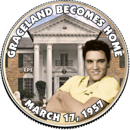 Elvis Presley "Graceland Becomes Home" Colorized State Quarter Coin