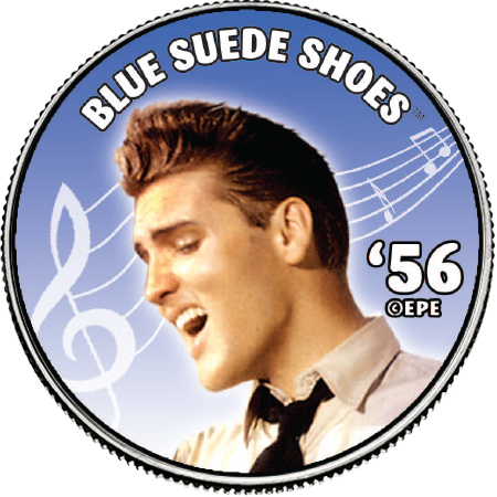 ELVIS PRESLEY "BLUE SUEDE SHOES" COLORIZED STATE QUARTER COIN